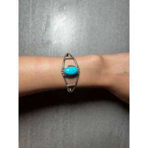 Navajo Handmade Kingman Turquoise & Sterling <b>Silver</b> <b>Cuff</b> <b>Bracelet</b> Cultural Collectible Jewelry - Product Image 5