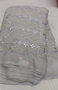 Fox Georgette bordado trabajo tela hacer para vestido de lujo material - Product Image 2