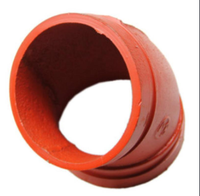 Raccord de tuyauterie en fonte ductile rainuré rouge à 45 degrés pour la protection incendie et les systèmes de plomberie