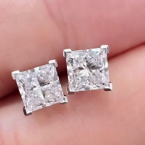 Pendientes de Diamantes Cultivados en Laboratorio con Corte Princesa de 4.00 Quilates, Color D-E-F, Claridad VVS-VS, Certificado IGI, Patrón Geométrico para Compromiso - Product Image 1
