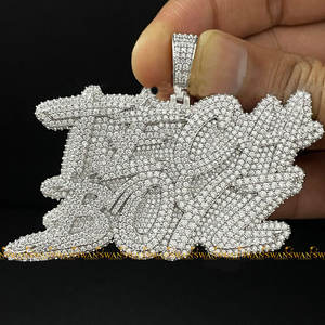Lujo 925 plata esterlina corte brillante Moissanite diamantes totalmente helado estilo Hip Hop fiesta desgaste colgante rodio chapado regalo - Product Image 1