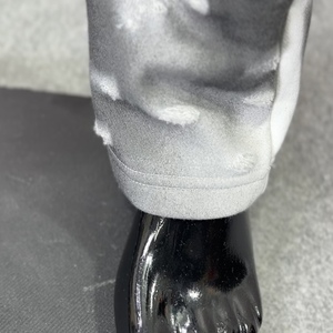 Black & White Distress Cotton Fleece Sweatpants Loose Vintage Ripped Casual Sun Faded Pants With Washed Bottom Spray <b>Trouser</b> - Product Image 6