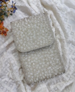 Elegante Bolso de Mano con Solapa y Cuentas para Mujer, Acabado en Piedra, Hecho a Mano, Proveedores de India, Exportadores, Compradores - Product Image 2