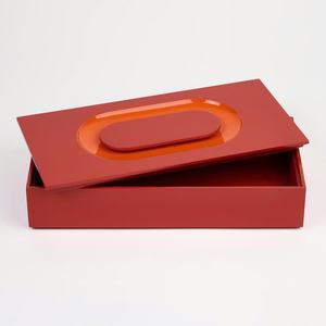 Red Lacquered Multi Compartment Box With Oval Square Round Lids Decorative Storage Organizer <b>Boxes</b> For Jewelry <b>Makeup</b> Home - Product Image 2