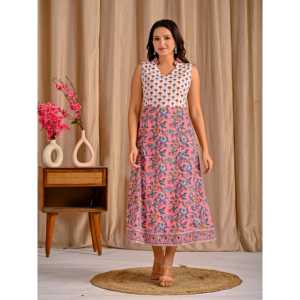 Robe sans manches en coton imprimé rose pour femme, élégante, décontractée, pour les fêtes, tailles XS à 5XL, respirante, taille naturelle, grande taille - Product Image 4