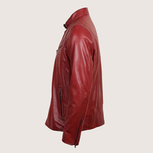 Chaqueta de motorista de piel de cordero auténtica negra para hombre, chaquetas rojas reales Vintage para uso en invierno, chaqueta para hombre - Product Image 3