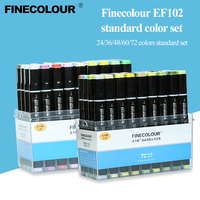 Finecolor EF102 24/36/48/60/72 couleurs, pinceaux d'art à base d'alcool, marqueurs, ensemble de stylos avec étui transparent
