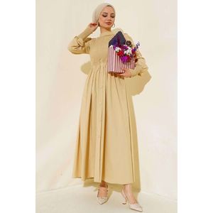 Front <b>Buttoned</b> Dress Beige - Product Image 2