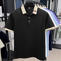 Polo de marca de lujo de manga corta para hombre, novedad de verano, top de mezcla de algodón con cuello abatible, diseño jacquard, camiseta de moda informal
