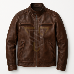 Veste en cuir pour homme de haute qualité, légère, pour l'hiver, col montant confortable, tailles personnalisées, vente en gros, logo personnalisé, style urbain - Product Image 2