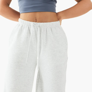 Pantalon de survêtement évasé pour femme en mélange polyester/coton de haute qualité, décontracté, ample, en molleton, tendance, taille haute, respirant, hiver, dentelle plate - Product Image 5