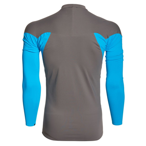 Men's Fitted Neoprene Rash Guard Long Sleeve Blue with <b>Light</b> Blue Shoulder <b>Panels</b> Moisture Wicking MMA Fight Wear - Product Image 6