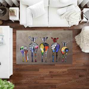 Graffiti Zebra Printed <b>Rug</b> - Modern, Colorful, and Unique,<b>Chenille</b> <b>Rug</b> - Product Image 2