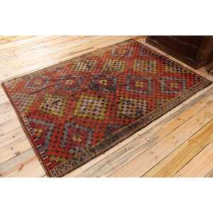 Alfombra Turca, Alfombra de 4.8x7 pies, Alfombra Kilim con Bordes Rojos - Product Image 2