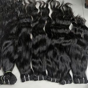 Extensiones de cabello humano crudo indio virgen 100% superventas, textura de onda de cuerpo recto negro Natural para cabello de mujer a granel - Product Image 3