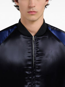 2026 Custom Navy and Black Satin Varsity Jacket with Raglan Sleeves Casual Baseball Bomber Design Winter Raw Processing - Product Image 5