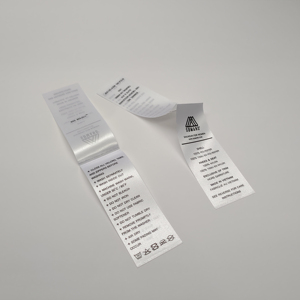 Etiquette de contenu personnalisée en satin de haute qualité à impression offset Etiquette d'entretien recyclée à la mode pour vêtements écologiques étiquette de vêtement pour le lavage - Product Image 2