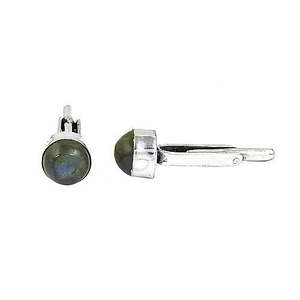 Boutons de manchette et pinces à cravate en labradorite argentée pour homme (perle dorée onyx) - Product Image 3