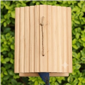 Boîte de rangement rectangulaire en bois naturel à lattes avec fermeture à cordon - Product Image 4