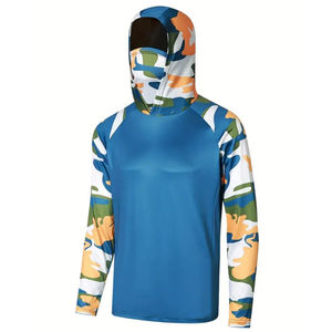 Sweat à capuche de pêche pour homme, haute qualité, manches longues, protection solaire hivernale, 100% coton polaire, motifs numériques, confortable pour l'extérieur - Product Image 1