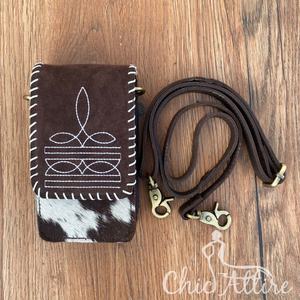 Nouveau point de botte Turquoise daim cuir téléphone pochette sac Western crédit porte-carte téléphone transporteur femmes bandoulière téléphone portable sacs - Product Image 1