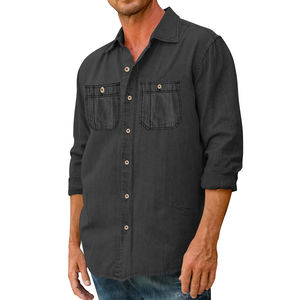 Chemises en denim de coton à manches longues de la meilleure qualité, chemise décontractée pour hommes, produits les plus vendus avec logo personnalisé, chemises pour hommes - Product Image 3