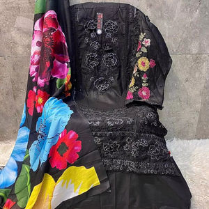 Festive Eid Shalwar Kameez Top de algodón pesado y parte inferior de semi césped con cuadros de seda Dupatta tamaños 50-5XL ropa india y paquistaní - Product Image 1