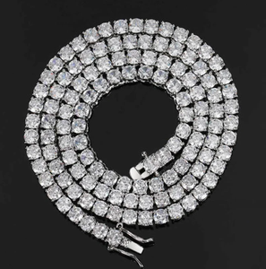 18 Inch Moissanite Tennis Chain Round Cut Iced Out <b>Necklace</b> in Silver 10K Gold Plating Yellow Gold Gift Jewelry Women - Product Image 2