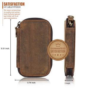 Porte-cartes de clés personnalisable en cuir Crazy Horse véritable, fait à la main, élégant, mini étui pour cartes et clés, sac pour clés de voiture - Product Image 2