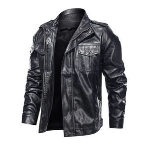 Chaqueta informal de cuero a la moda para hombre, chaqueta de invierno con cuello levantado, hecha en Pakistán, tela de lona, chaqueta con logotipo frontal para hombre - Product Image 5