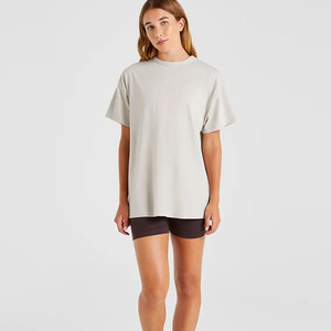 Venta caliente Beige Oversize mujeres atletismo manga corta Camiseta suave ligero y diseñador ajuste relajado gimnasio Fitness entrenamiento camiseta - Product Image 6