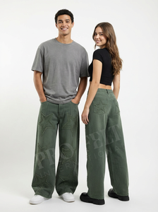 High Stretch Causal Vintage Washed Star Patch Wide Leg Denim Pants Streetwear Casual Fashion Loose Fit Denim <b>Jeans</b> Trousers - Product Image 3