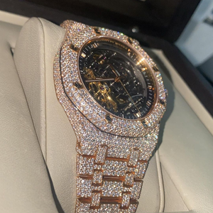 Montre de luxe analogique en acier inoxydable 20 mm avec diamants VVS et moissanite, mouvement automatique Miyota, verre serti, qualité supérieure - Product Image 3