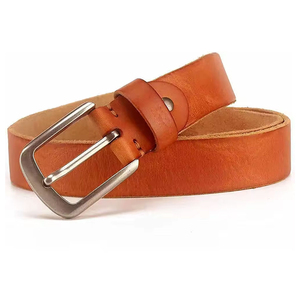 Cinturones de Cuero Genuino Marrón de Última Moda para Hombre, Cinturones de Cuero Real de Lujo de Alta Calidad, Cinturón de Cuero Marrón - Product Image 1