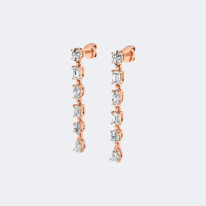 1.95CTW Multi Shape Diamond <b>Drop</b> Linear <b>Earrings</b> 14k Gold Lab Grown Marquise <b>Emerald</b> Oval Pear Dangle Jewelry for Women - Product Image 3