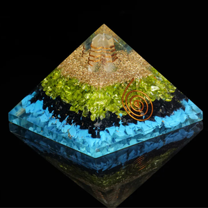 Órgano Ovalado con Peridoto Turquesa y Turmalina Negra |   Herramienta de Energía Espiritual de Sanación de Chakras REIKI Hecha a Mano |   Venta al por Mayor a Granel - Product Image 6