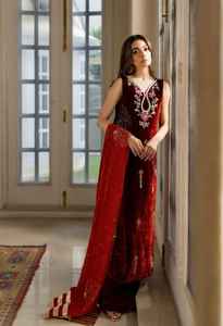 Beautiful Winter Velvet <b>Dress</b> With Beads Nakshi Dabka Work Premium Quality Light Weight Material - Product Image 6