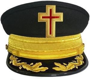 Gorras de Vestimenta de los Caballeros Templarios de la Logia Regalia, Bordado Metálico Plateado con Emblemas, Cruz de Caballero - Product Image 5