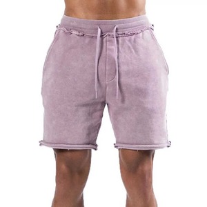 Pantalones cortos de playa para hombre con logotipo personalizado, pantalones cortos lavados con ácido desgastados Vintage para hombre, ropa de calle para correr con cintura media de algodón 100% - Product Image 6