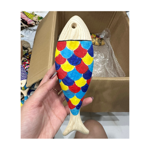 Logo personnalisé en forme de poisson en bois décoratif bricolage en bois sculpté poisson artisanat pour tenture murale décoration du Vietnam - Product Image 1