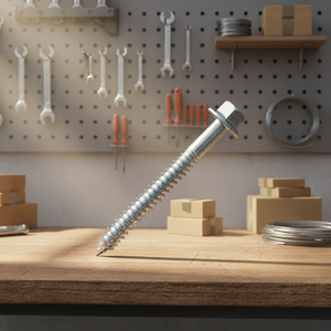 Tornillo de Cabeza Hexagonal Externa de Acero al Carbono de Alta Resistencia Clase 4, Métrico/Pulgadas, Rosca Gruesa para Madera, Recubrimiento de Zinc Blanco/Amarillo PDC - Product Image 1