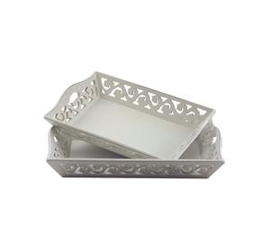 Plateau de service en bois fait à la main d'excellente qualité de couleur blanche pour la maison hôtel fêtes serveur de table disponible au prix de gros - Product Image 1