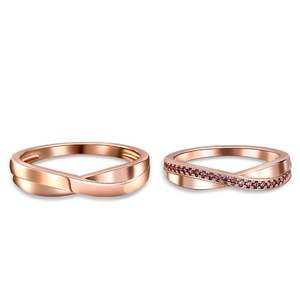 Jeulia 24K Gold Plated Sterling <b>Silver</b> Geometric Crossover Couple Wedding <b>Rings</b> - Product Image 2