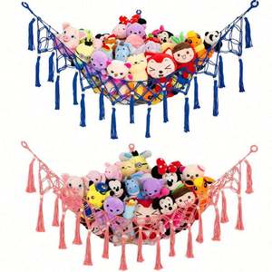 Hamaca para Peluches, Organizador de Juguetes para Guardería, Colgante, con Borlas, Estilo Boho, Grande, de Malla, para Esquina - Product Image 6