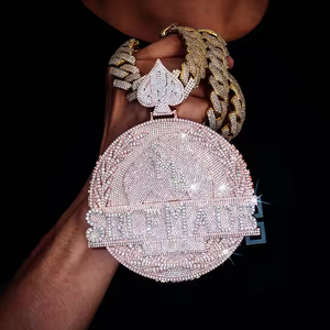 Pendentif rond en diamant de laboratoire scintillant, argent 925, style hip-hop de luxe, colliers unisexes, breloques, bijoux, certifié IGI/EGL - Product Image 4