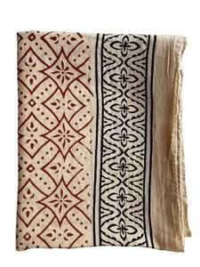 Couleur rouge Bagru Dabu fait à la main bloc imprimé 100% coton respirant poids léger sarongs, prix de gros pas cher taux paréos - Product Image 5