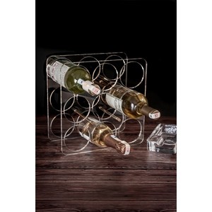 Nouvel arrivage de casier à vin en acrylique élégant porte-vin transparent à 9 compartiments avec raccords en laiton pour la décoration de la maison et du bureau - Product Image 5