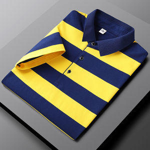 2025 100% algodón personalizado negocios Casual sólido para Polos de talla grande bordado hombres deportes gimnasio Golf camiseta rayas Chemise - Product Image 2