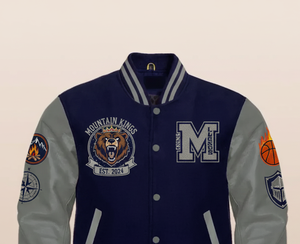 Bomber Varsity Letterman | Corps en laine marine | Veste d'hiver à col montant avec logo avant | Style collège - Product Image 3