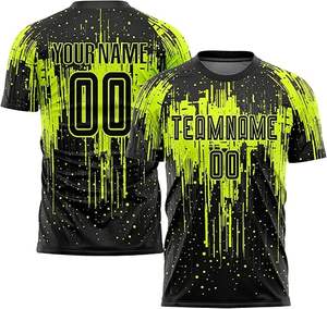 Maillots de football personnalisés pour adultes, très demandés, 100 % polyester, imprimés par transfert thermique, manches courtes, unisexe, séchage rapide, classique - Product Image 2